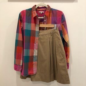 Madewell Broadway & Broome rainbow gingham button up shirt